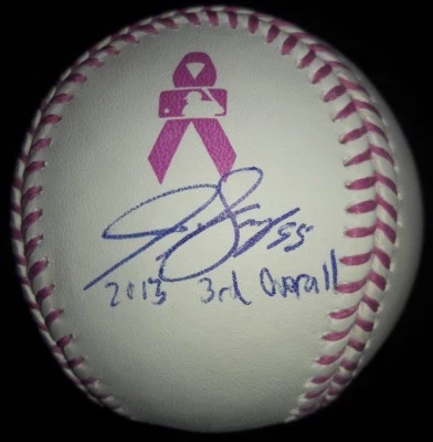 Jon Gray Signed Autographed OMLB Pink Breast Cancer Baseball Texas Rangers - Image 1 of 3