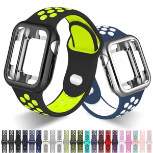 Silikon Ersatz Armband Mit Schutzhülle Für Apple Watch Series 9 8 7 6 5 SE Ultra - Bild 1 von 19