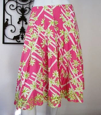 FALDA PLISADA LILLY PULITZER 100% ALGODÓN TALLA 4 Rosa Amarillo Floral  Foto 1 de 4