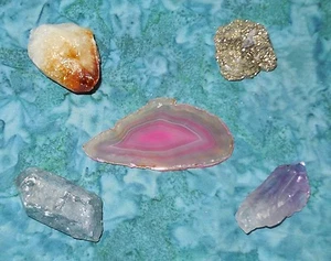 Pyrite Agate Slice Amethyst Citrine Blue Crystal Point NEW Collectible 5.0oz J - Picture 1 of 3