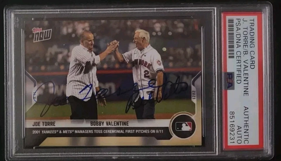 JOE TORRE & BOBBY VALENTINE Autographed TOPPS NOW CARD PSA COA SLABBED MLB  - Image 1 of 1