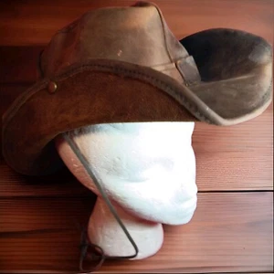 HH Henschel Hat Company Vintage Small Chocolate Australia Brown Leather Hat New - Picture 1 of 11
