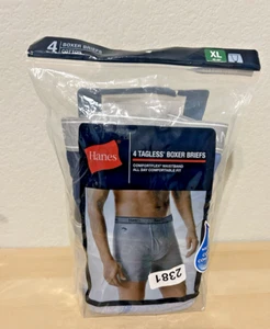 Hanes Men’s 4 Pack Tagless Boxer Briefs Comfortflex Waistband XL, Assorted Blues - Picture 1 of 7