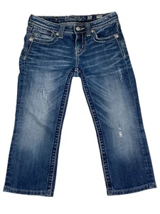 Miss Me Capri Juniors Low Rise Blue Denim Jeans Size 16 - Picture 1 of 14