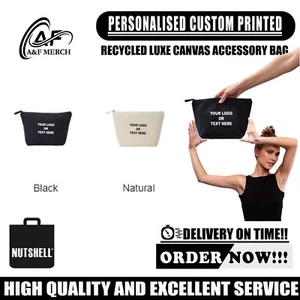 Personalised Custom Nutshell Recycled Luxe Canvas Accessory Bag Cotton RL800 - Picture 1 of 7