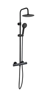 Duschsäule mit Thermostat schwarz Kopf Ø23 cm, Handbrause 3 Strahlarten - Bild 1 von 5