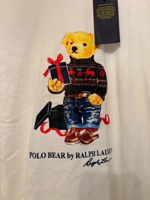 Polo Ralph Lauren Bear T-Shirt Small white graphic  Christmas NWT msrp 69.50 - Image 1 of 4