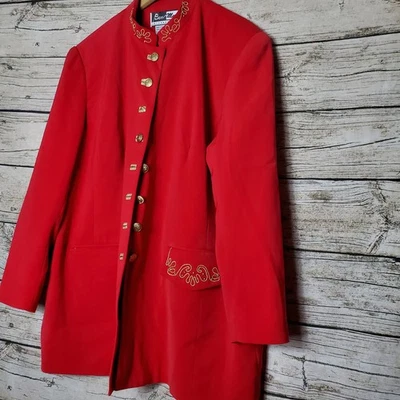 Chaqueta vintage Ben Marc roja bordada con cuentas talla 18 Foto 1 de 4