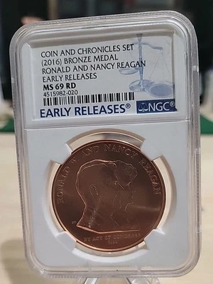 2016 RONALD NANCY REAGAN BRONZE MEDAL NGC MS68 RD FROM COIN CHRONICLES SET  - Image 1 of 4