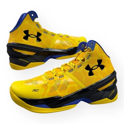 Кроссовки баскетбольные мужские Under Armour Curry 2 ретро двойная челка 9,5 золотистые черные синие - Изображение 1 из 4
