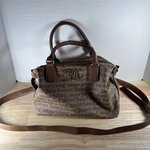 Juicy Couture Brown Logo Handbag Purse Crossbody Shoulder Bag Bling Rhinestone - Picture 1 of 9
