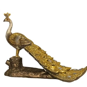 Home Centre Córcega Mayur Poliresina Pavo Real Estatuilla Oro Plata - Imagen 1 de 15