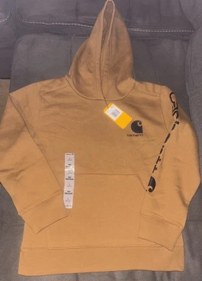 Sudadera con Capucha Carhartt Para Niños Manga Larga Gráfico Logo Marrón Talla Pequeña (8-10) Foto 1 de 4