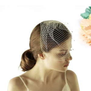  Bride Mesh Accessories Small Veils for Women Wedding with Shiny Rhinestone - Imagen 1 de 11