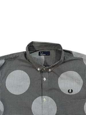 Fred Perry Men’s Grey Check Circle Pattern Long Sleeve Shirt - Size XL - Image 1 of 4
