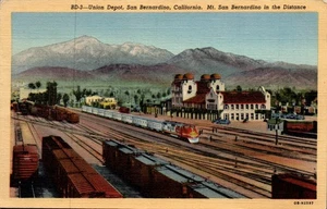 POSTKARTE EISENBAHN UNION DEPOT SAN BERNARDINO KALIFORNIEN - Bild 1 von 2