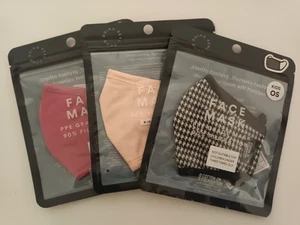 COTTON ON KIDS FACE MASK SET OF 3 PINK BLACK WHITE PPE GRADE 90% FILTRATION - Picture 1 of 5