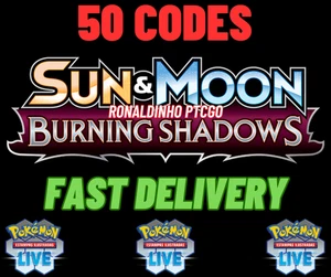 50x Burning Shadows Codes Booster Pokémon TCG LIVE - PTCGL - SENT FAST - Picture 1 of 1