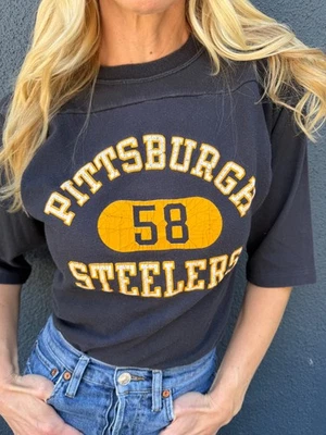 CAMISETA DE FÚTBOL AMERICANO VINTAGE DE LOS AÑOS 80 DE LOS PITTSBURGH STEELERS TALLA S PROPIEDAD DE JACK LAMBERT #58 Foto 1 de 4