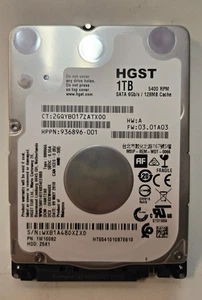 HGST 1TB 2.5 HDD SATA Slim 7mm 128MB HTS541010B7E610 Hard Disk Drive Laptop Pc - Afbeelding 1 van 2