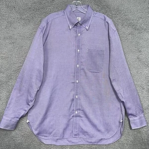 Luigi Borrelli Napoli Dress Shirt Sz 16.5/42 Purple Gingham Check Button Up READ - Picture 1 of 13