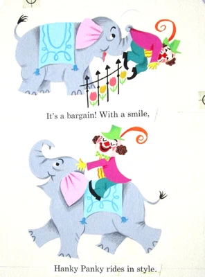 Libro infantil original de payaso 1967 pintura dibujo cel arte cómico elefante Foto 1 de 2