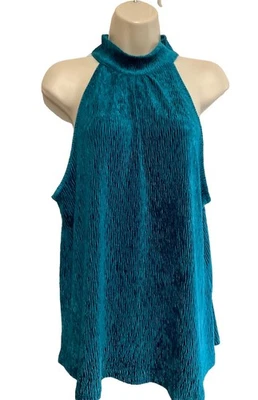 cable+calibre XL halter top verde esmeralda sin usar, en caja, cuello plisado  Foto 1 de 4