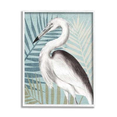 Arte de pared enmarcado giclee hojas de palma Stork Bird Island, diseño de Kim Allen Foto 1 de 4