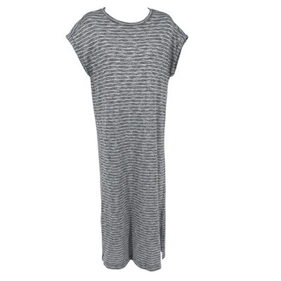 Caslon XS Blue White Striped Knit Midi Dress Stretch Casual Lounge Relaxed Fit - image 1 of 4