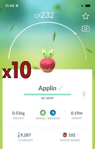 10x Applin Pokemon Bundle !! Good Chance of Lucky and Good IVs !! Go - Picture 1 of 1