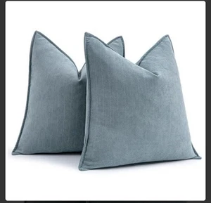MIULEE Pack de 2 Fundas de Almohada Decorativas Azul Polvoriento 20x20 Pulgadas Chenil Suave  - Imagen 1 de 3