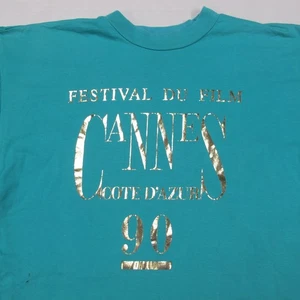 Vintage Cannes Film Festival Shirt Mens Large Green Côte D’Azur - Picture 1 of 14