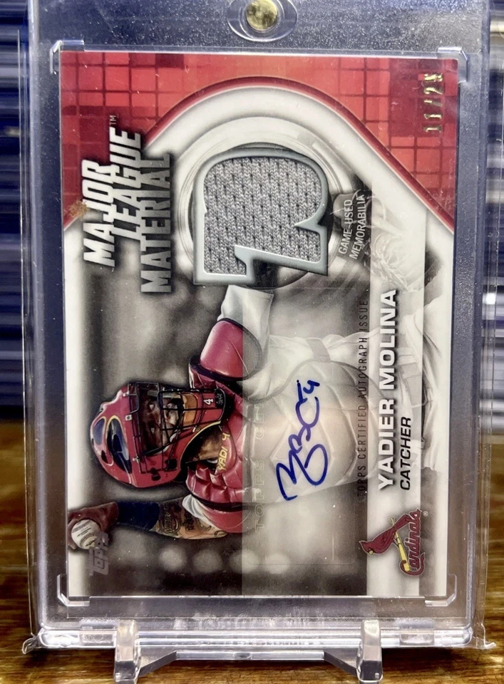 Yadier Molina 2021 Topps Major League Material /25 Red Auto RARE Color Match  - Image 1 of 3