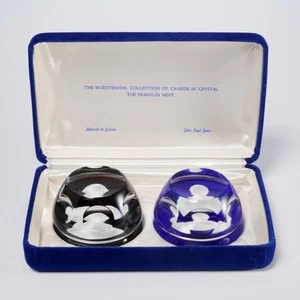 Baccarat Franklin Mint Briefbeschwerer Kameen 2 Stück Admiral de Grasse John Paul Jones - Bild 1 von 6