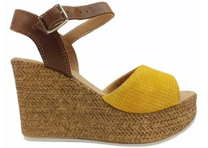 Sandali donna Easy'nRose 641 007 scarpe zeppa alta comoda plateau pelle cuoio - Foto 1 di 6