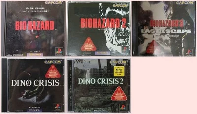 Resident Evil BioHazard 1+2+3+Dino Crisis 1+2 Lot 5 Set PS1 Sony PlayStation  - Image 1 of 4