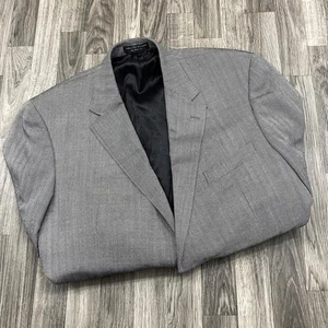 ANDREW FEZZA 2 Button Grey 100% Silk Herringbone Blazer Suit Jacket Mens 46 Long - Picture 1 of 9