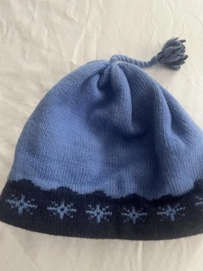 Damen Wolle Ski Beanie Kornblumenblau & Marine Schneeflocke Einheitsgröße - Bild 1 von 3