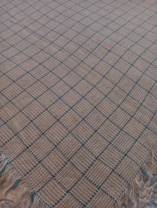 Vintage Tischdecke gewebt kariert blau weiß Fransenrand 50" quadratisch Bauernhof frisch - Bild 1 von 3