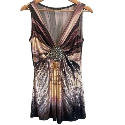 Túnica Venus Mujer Sin Mangas Talla S Y2K Festival Cuentas Boho Abstracto Glamour Fiesta Foto 1 de 4