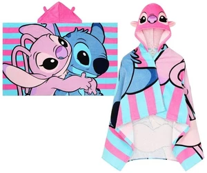 Disney Stitch And Angel Hooded Poncho Towel, Beach, Swimming, Bath Towel - Picture 1 of 9