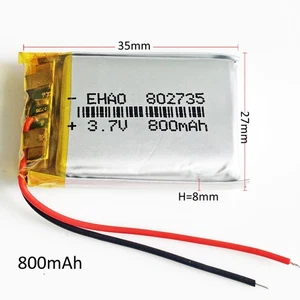 3.7V 800mAh Lipo Rechargeable Battery For mp3 Recorder GPS PDA Camera DVD 802735 - Bild 1 von 6