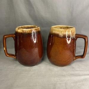 Hull Oven Proof Brown Drip Glaze Extra Large Stein Coffee Mugs 6" 32oz Set 2 - Picture 1 of 6