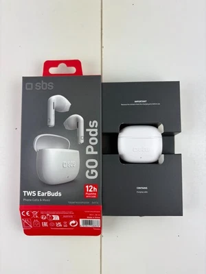 SBS Go Pods TWS Auricolari Bluetooth Semi In-Ear Custodia Ricarica Touch Bianco - Immagine 1 di 4