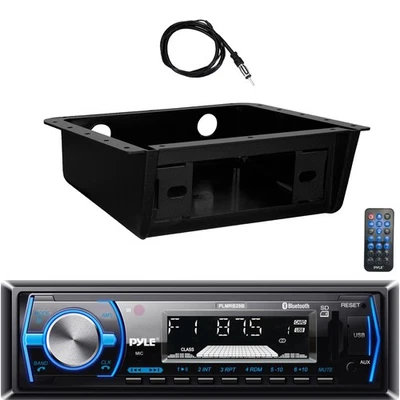 Pyle PLMRB29B Single DIN Bluetooth Receiver, Install Mounting Kit, 22" Antenna - Image 1 of 4