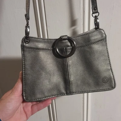 Pouchee Pewter Silver Colored Purse Organizer Cross Body Bag - Image 1 of 4