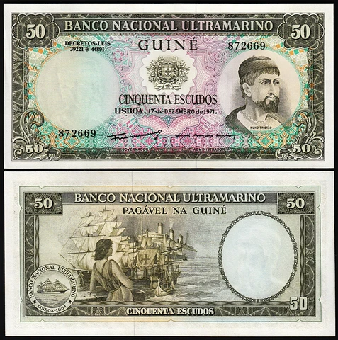 Portuguese Guinea 50 Escudos 1971, UNC, P-44a Cover