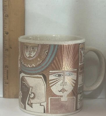 Taza Laurel Burch”2 tazas doradas metálicas de gres Primordial Dream Japón (B-C) Foto 1 de 4