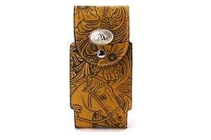 Western Phone Case Horse Head Brown Leather Phone Holster Magnetic Phone 6x3'' - Picture 1 of 6