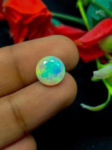 Beautiful Quality Natural Ethiopian Opal Faceted Round 10MM Multi Fire opal - Picture 1 of 6